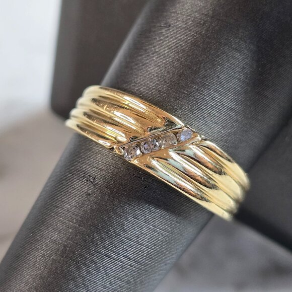 Mens Vintage Estate 14K Yellow Gold & Diamond Ring 3.3g E7438